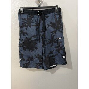 air walk swim trunks size Medium blue and black palm trees